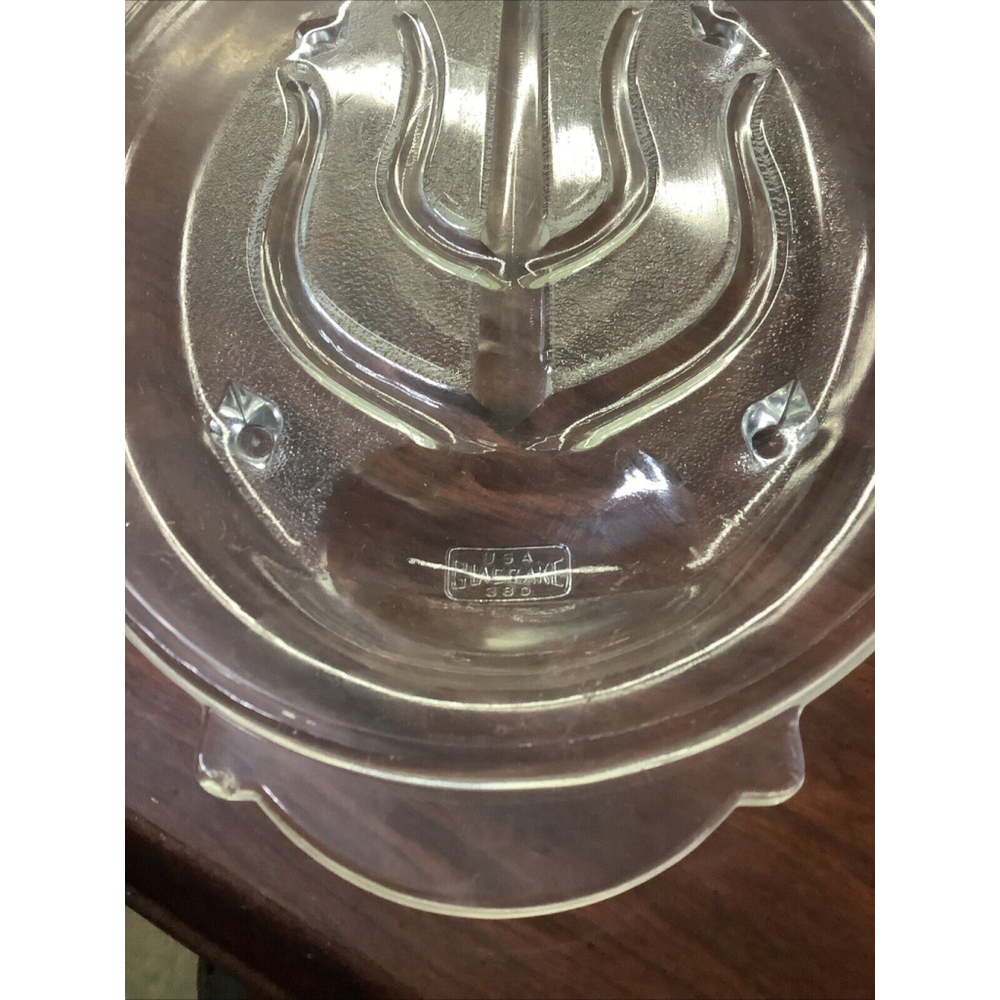 GlasBake #380 Tree & Well 9" x 13" Clear Glass Serving Platter for Meat, Poultry - Picture 6 of 7